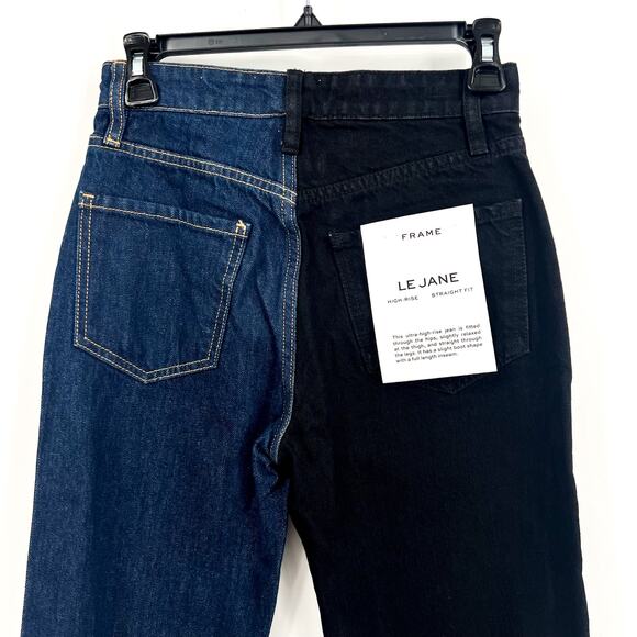 FRAME Womens Le Jane Colorblock Relaxed Jeans Size 23 Blue Black Dell Noir NWT - Picture 9 of 14